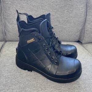 BOGS Men 10 Steel Toe Lace Up Boot Waterproof Chemical Slip Resistant Black FLAW